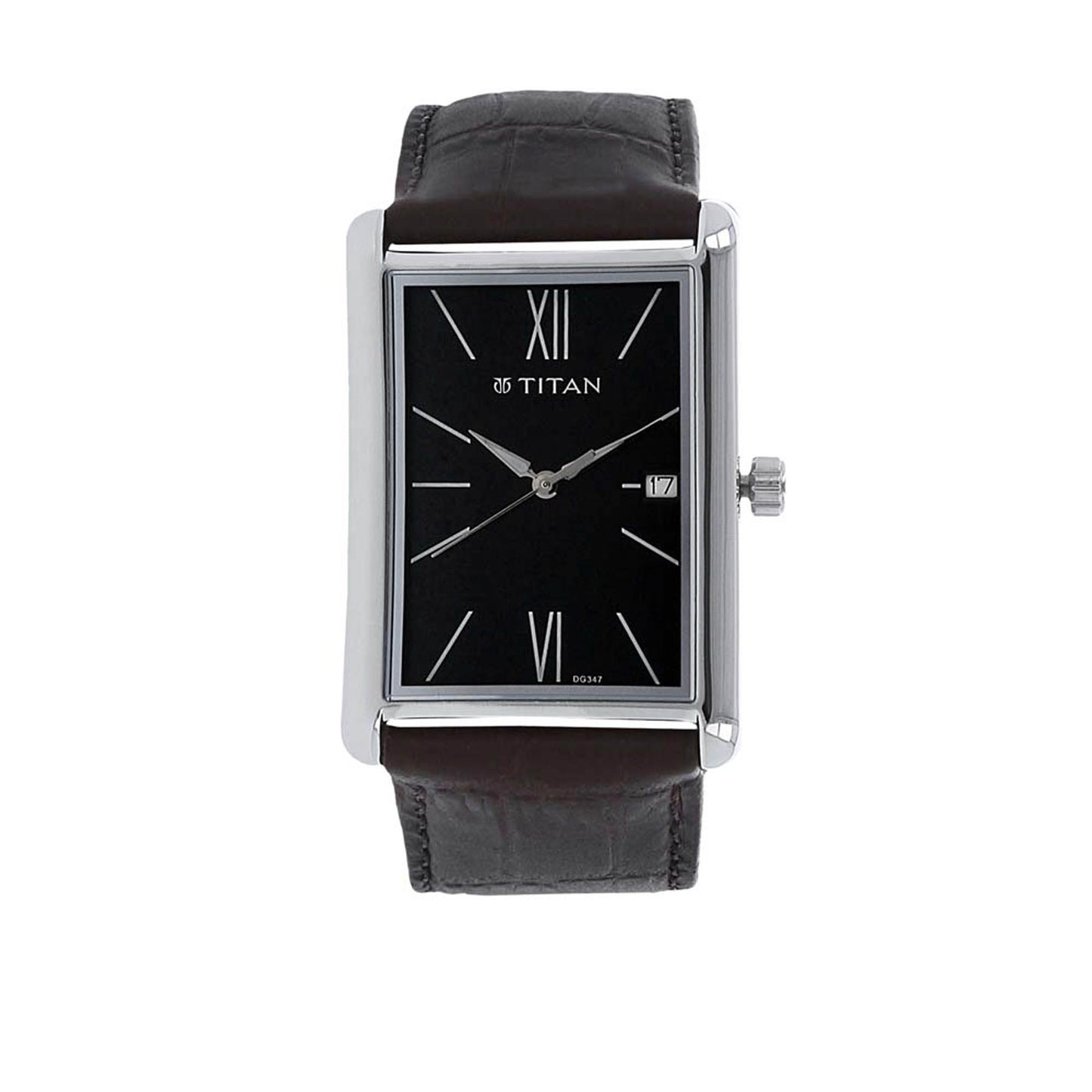 Titan Men's Urban Chic: Modernist Black Dial & Leather Strap Watch