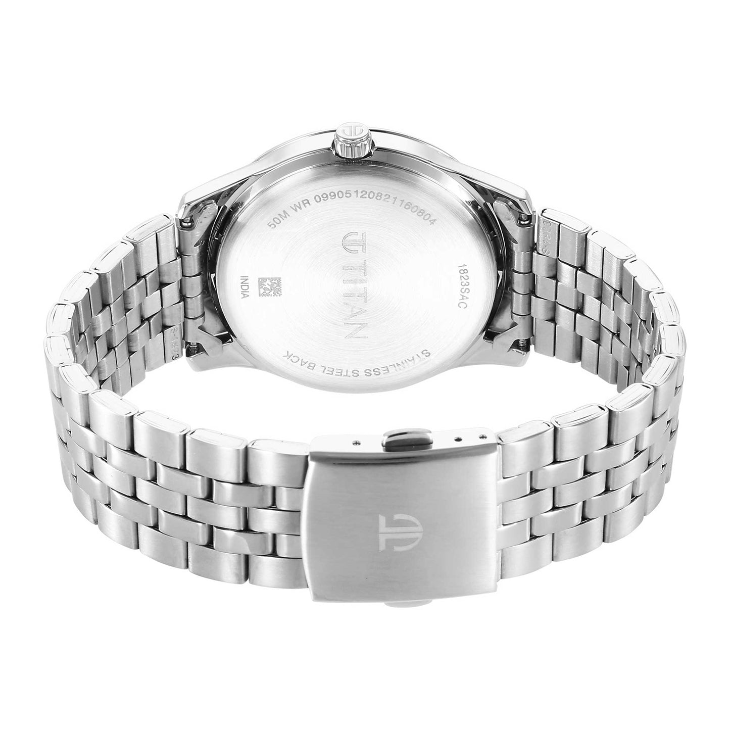 Titan Urban Analog Silver White Dial Metal Strap Watch for Men 1823SM05