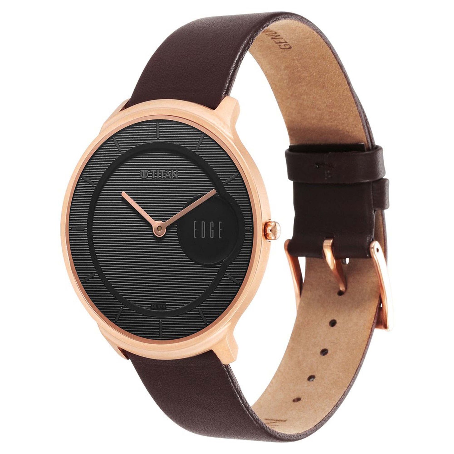 Titan Edge Slim Leather Strap Black Dial Analog Watch for Women