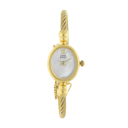 Titan Raga White Dial Analog Stainless Steel Strap watch for Women