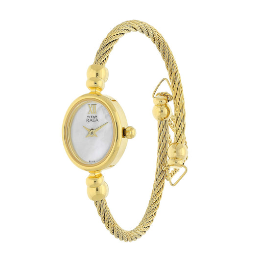 Titan Raga White Dial Analog Stainless Steel Strap watch for Women