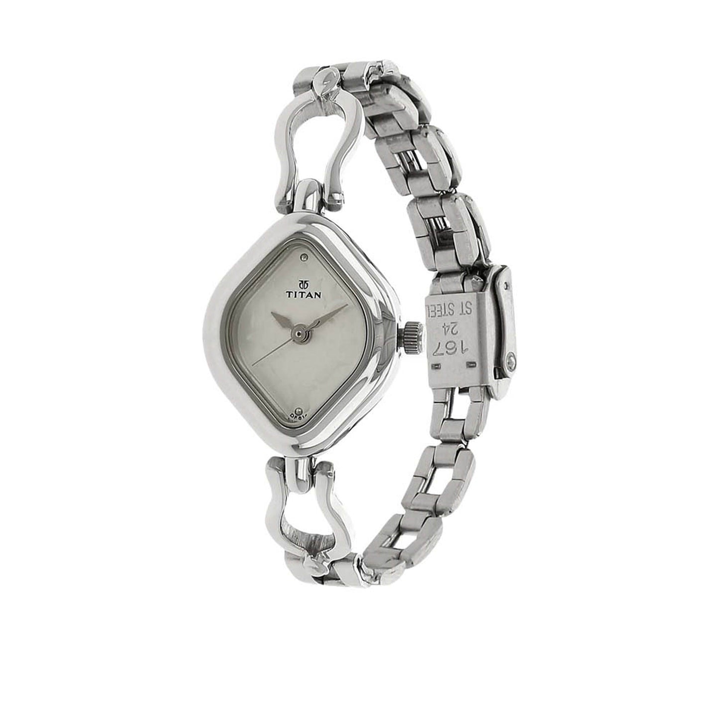 Titan Quartz Analog Silver Dial Stainless Steel Strap Watch for Women
