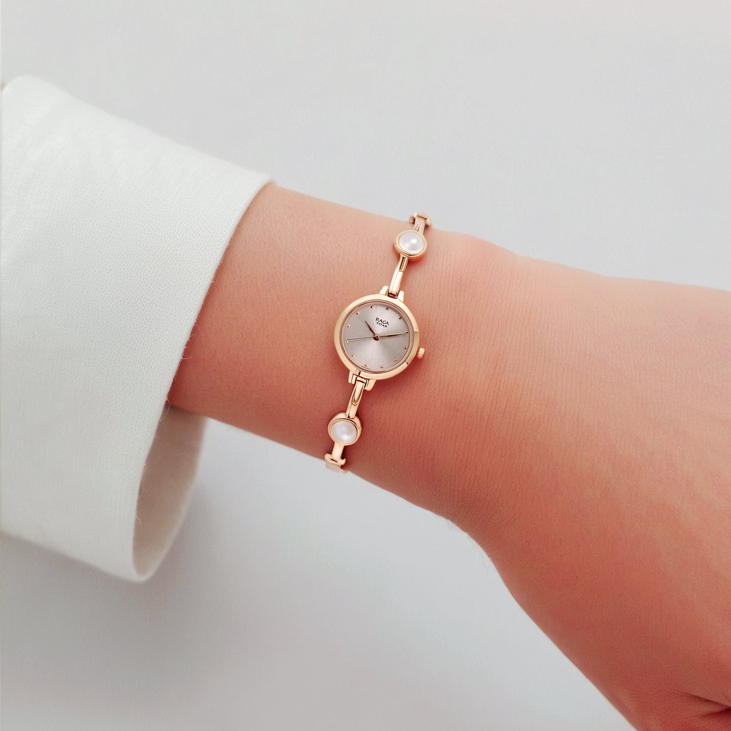 Titan Quartz Analog Grey Dial Metal Strap Watch for Women