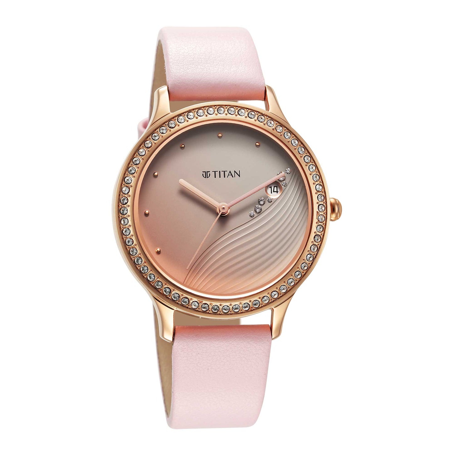 Titan Purple Glam It Up Pink Dial Analog Strap Watch for Women