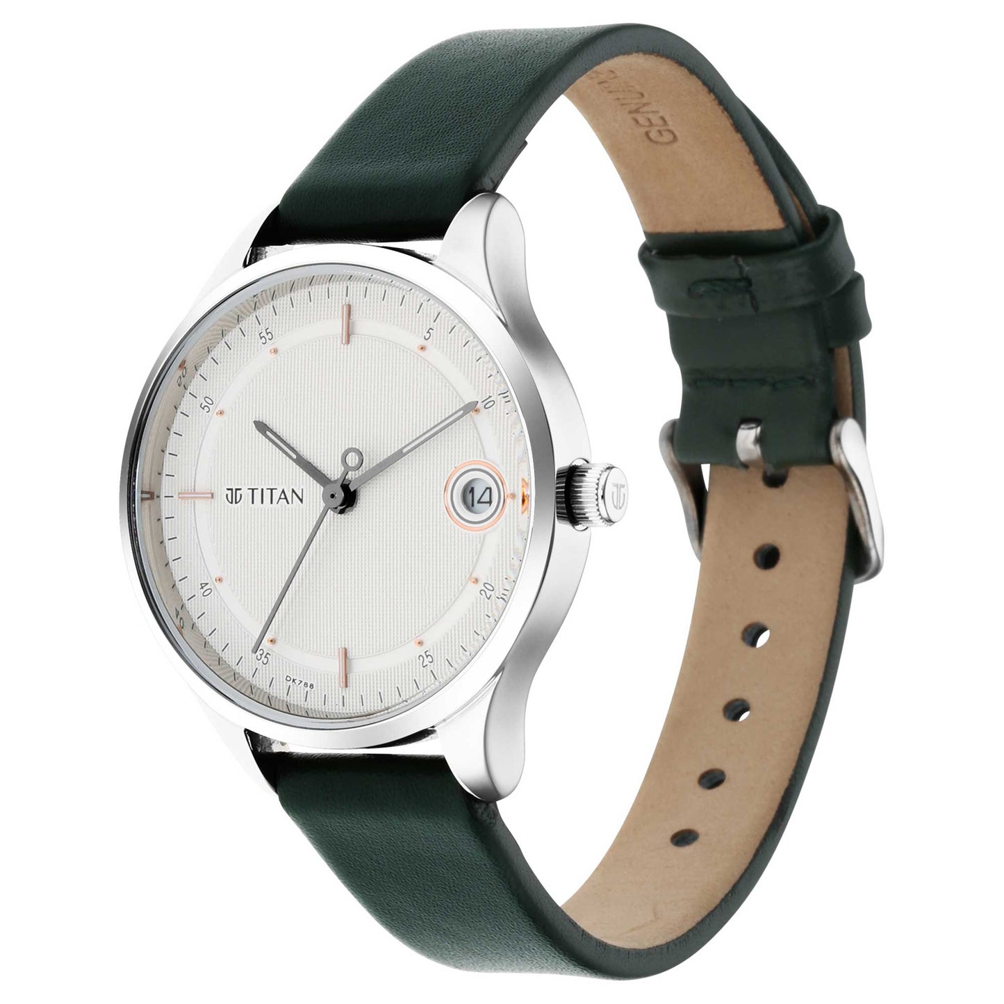 Workwear Silver Dial Green Leather Strap Watch