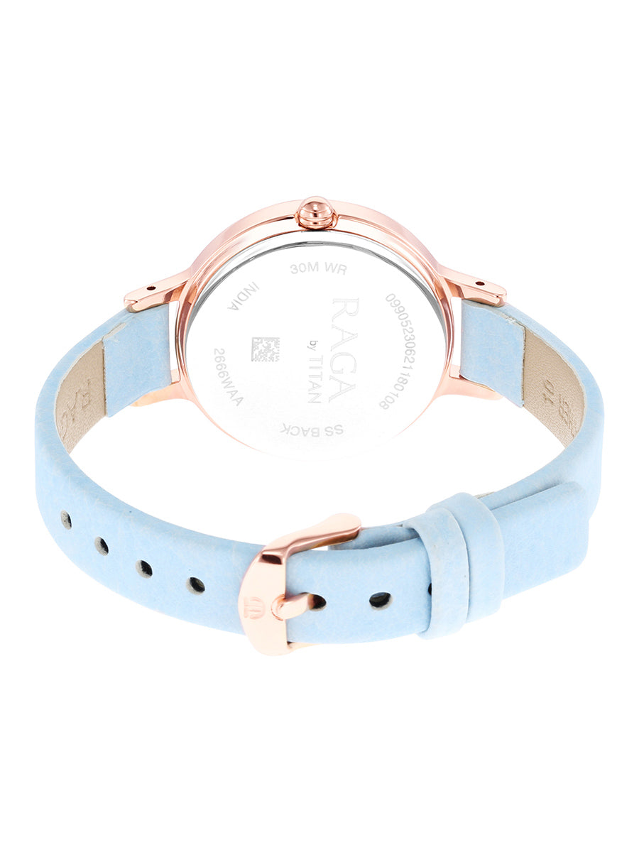 Titan Raga Viva Quartz Analog with Date White Dial Women Watch With Leather Strap