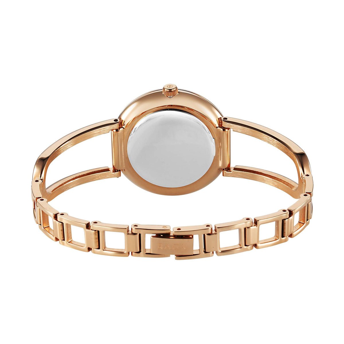 Titan Raga Brown Dial Rose Gold Metal Strap Analog Watch For Women
