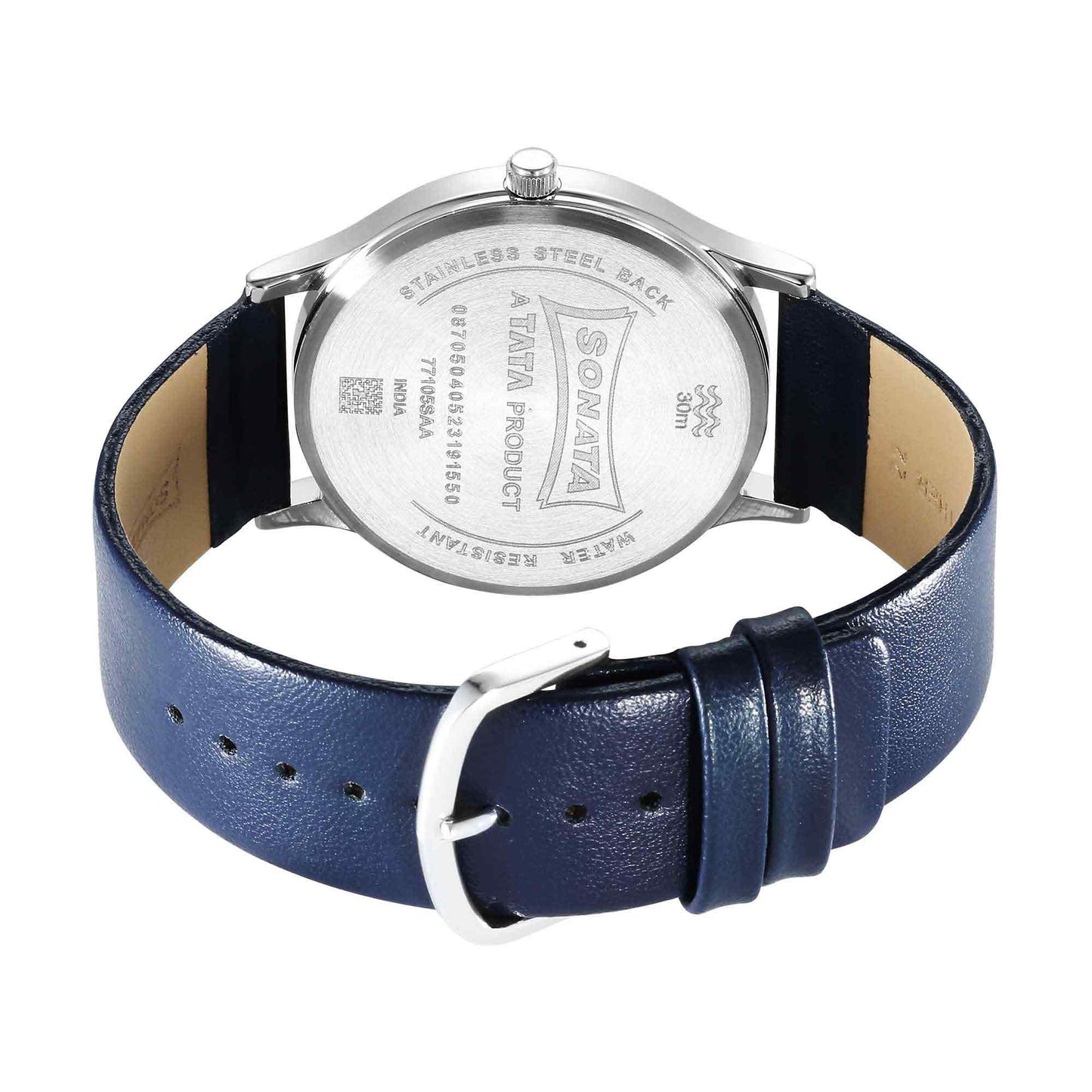 Sonata Aspire Quartz Analog Silver Dial Leather Strap Watch for Men