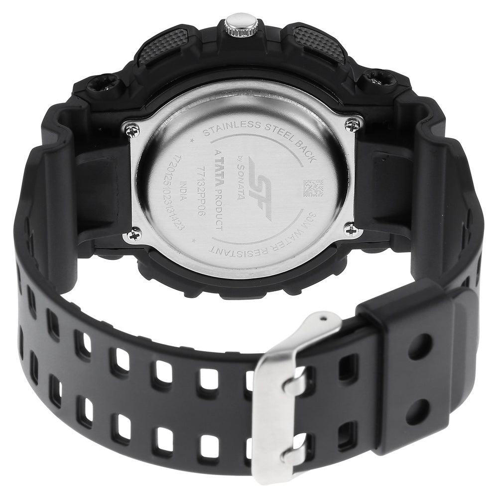 Sonata SF Dreamer Series Quartz Digital Analog Digital Black Plastic Strap for Men