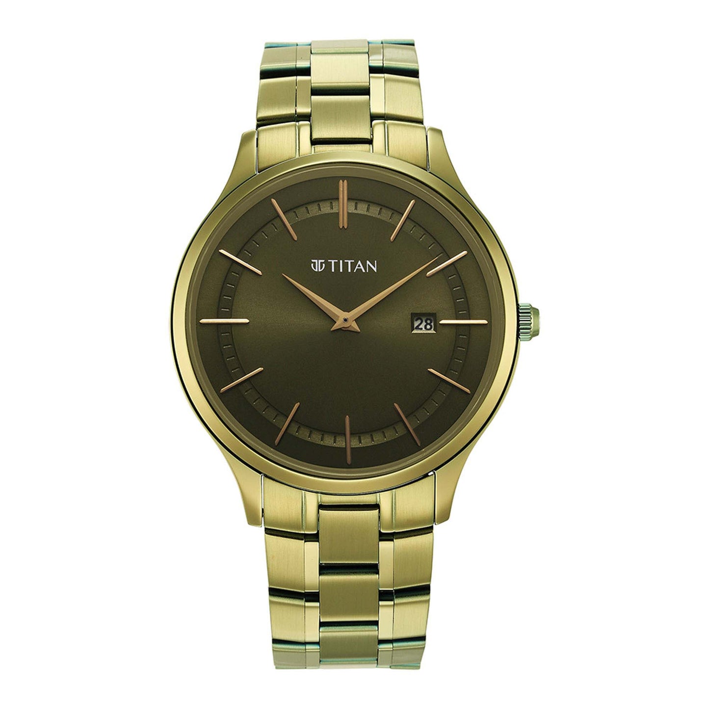 Titan Classique Slimline Green Dial Stainless Steel Strap Watch
