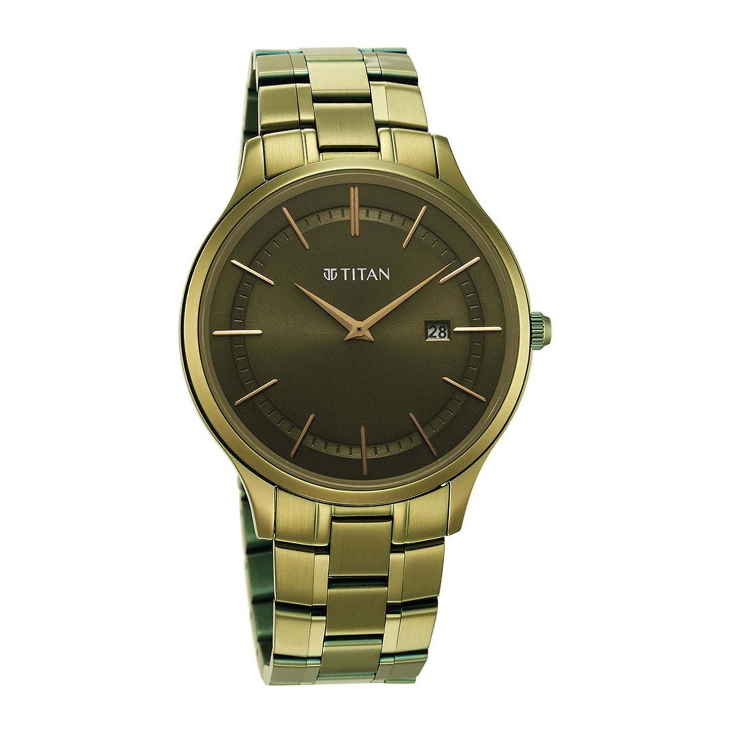 Titan Classique Slimline Green Dial Stainless Steel Strap Watch