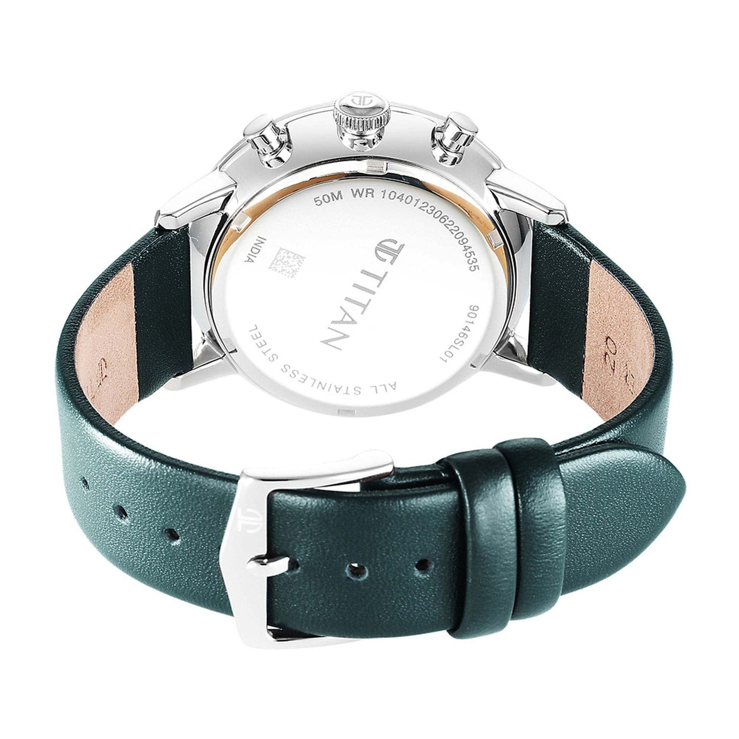 Titan Quartz Chronograph Silver Dial Leather Strap Watch for Men