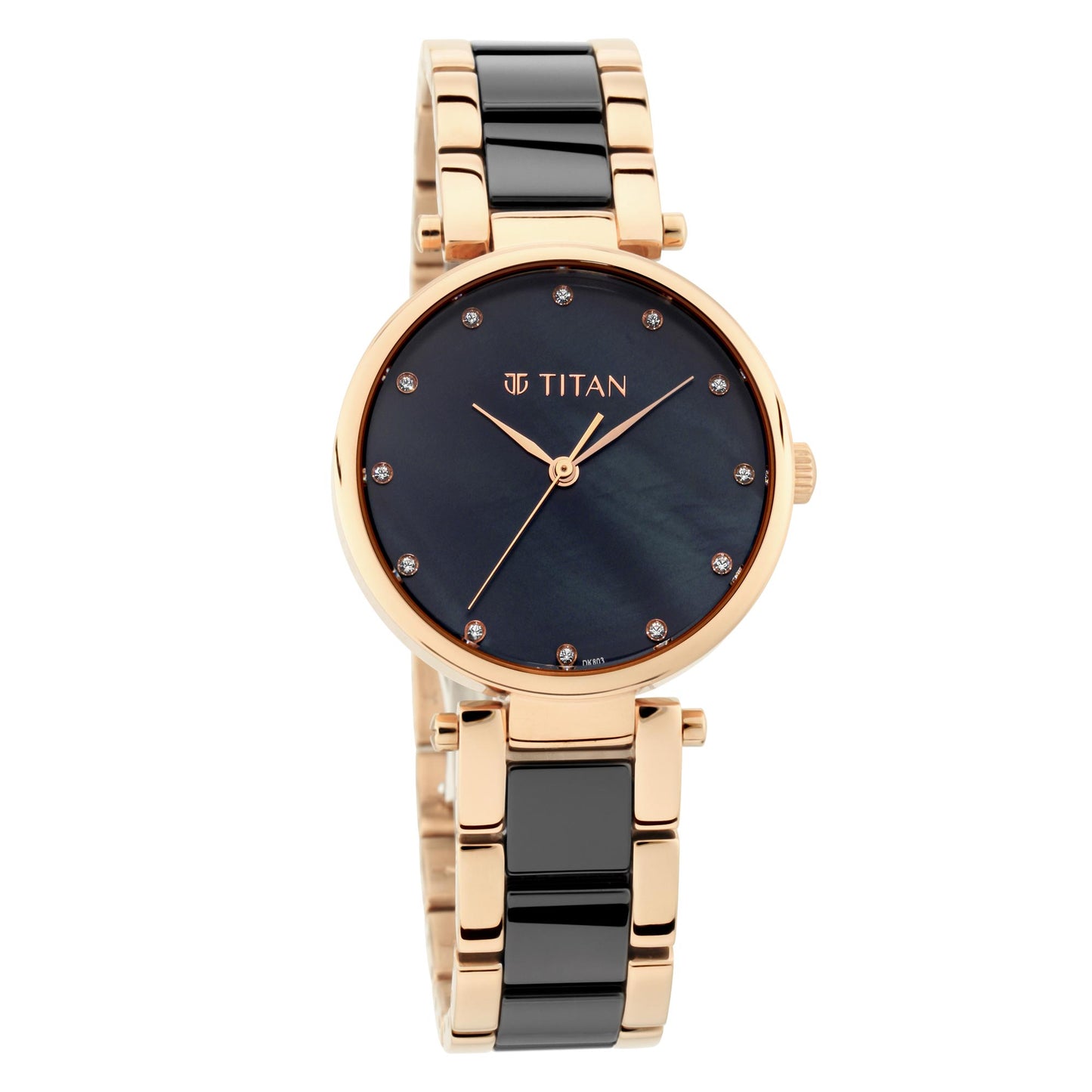 Black Mother-of-Pearl Dial Ceramic & Metal Strap Watch