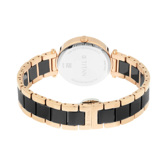 Black Mother-of-Pearl Dial Ceramic & Metal Strap Watch