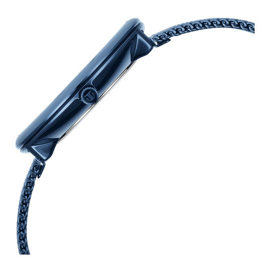 Titan Slimline Quartz Analog White Dial Blue Stainless Steel Strap Watch for Women