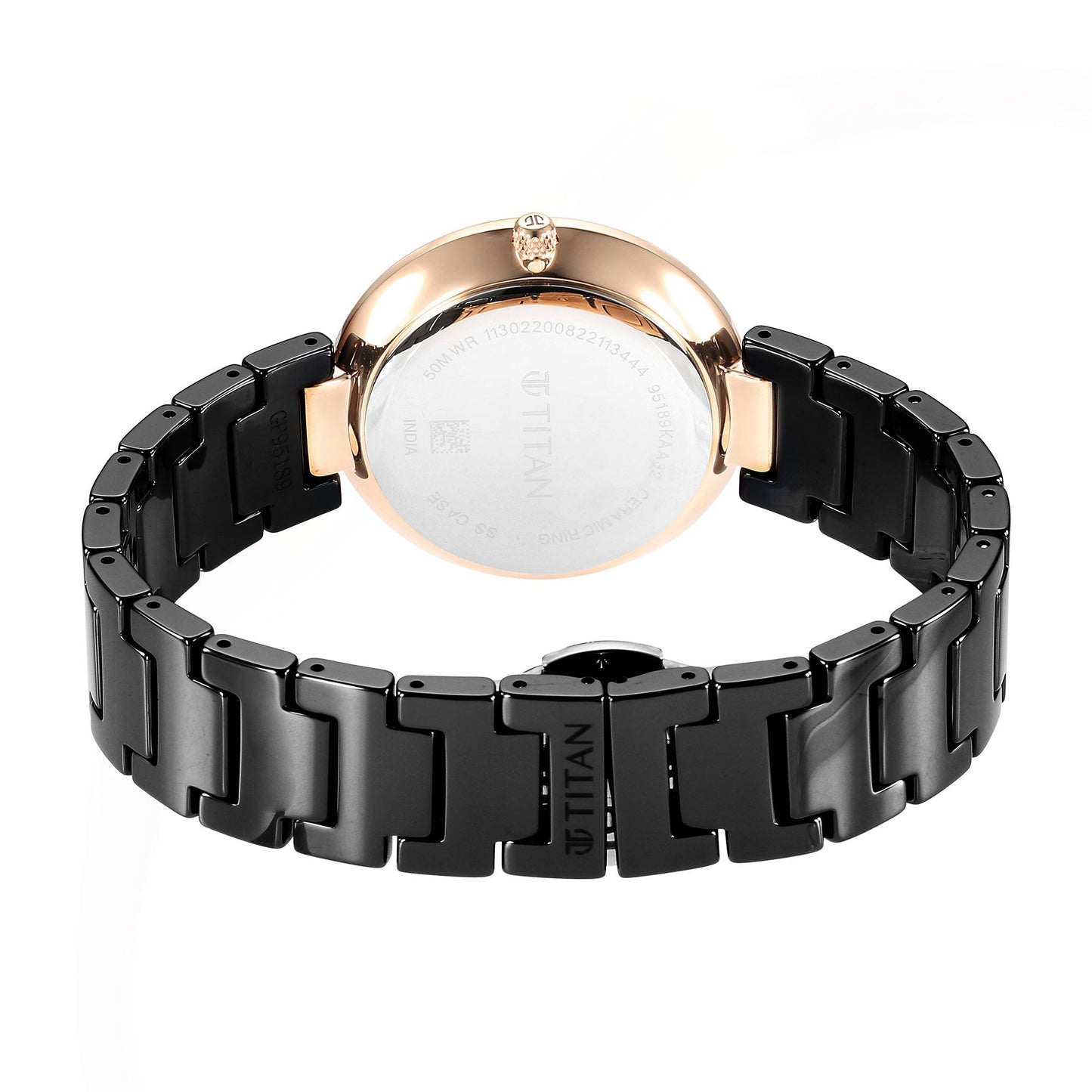Titan Purple Ceramics Black Dial Analog Ceramic Strap watch for Women