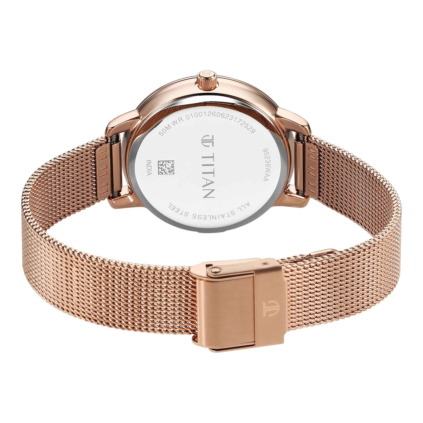 Titan Purple Style Up Quartz Analog Mother Of Pearl Dial Stainless Steel Strap Watch for Women
