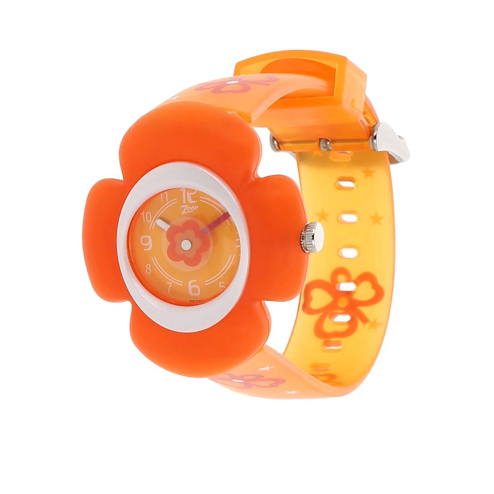 Zoop By Titan Quartz Analog Orange Dial PU Strap Watch For Kids