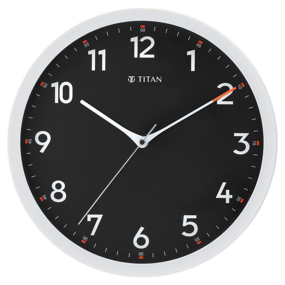 Titan Contemporary Black Wall Clock with Silent Sweep Technology - 30 cm x 30 cm (Medium)