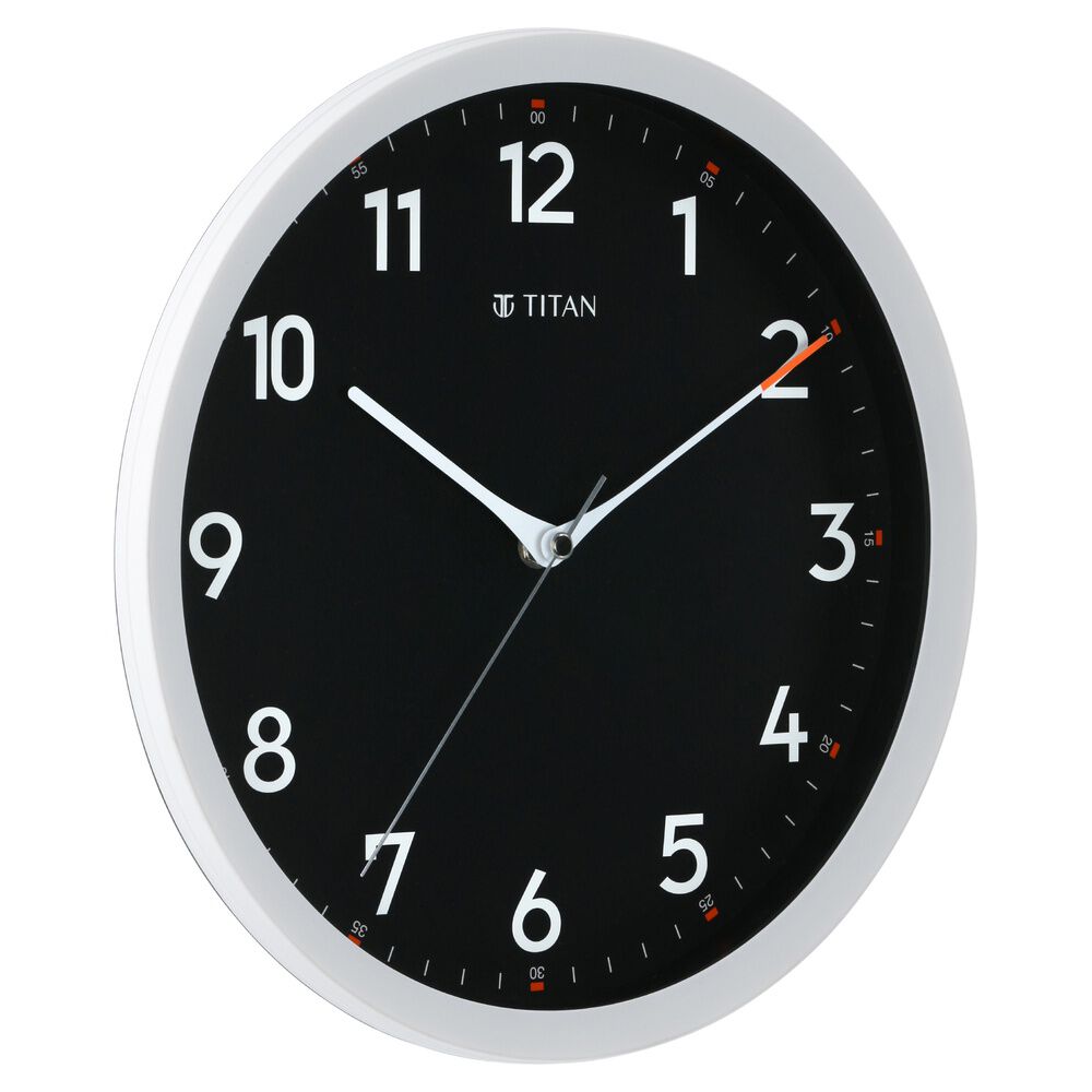 Titan Contemporary Black Wall Clock with Silent Sweep Technology - 30 cm x 30 cm (Medium)