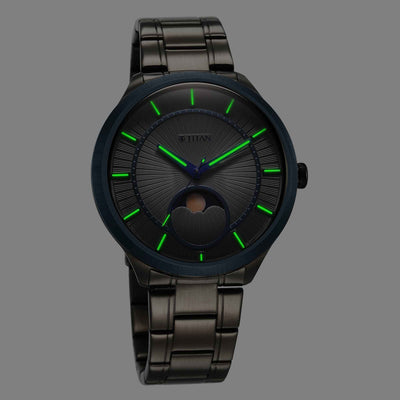 Titan Stellar Caelum Sun Moon Grey Sub-Dial Watch 10028KM01