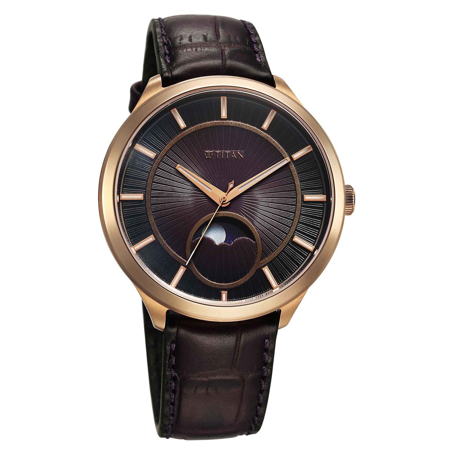 Titan Stellar Caelum Sun Moon Purple Sub-Dial Watch