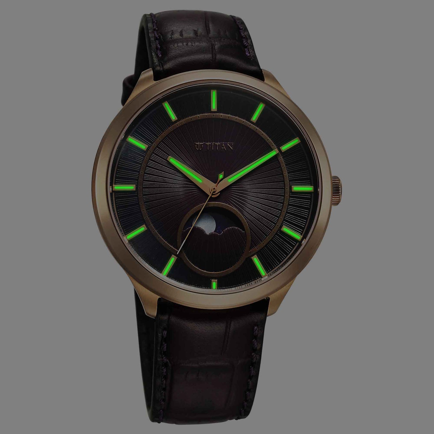 Titan Stellar Caelum Sun Moon Purple Sub-Dial Watch