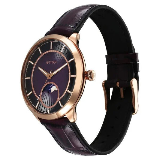 Titan Stellar Caelum Sun Moon Purple Sub-Dial Watch