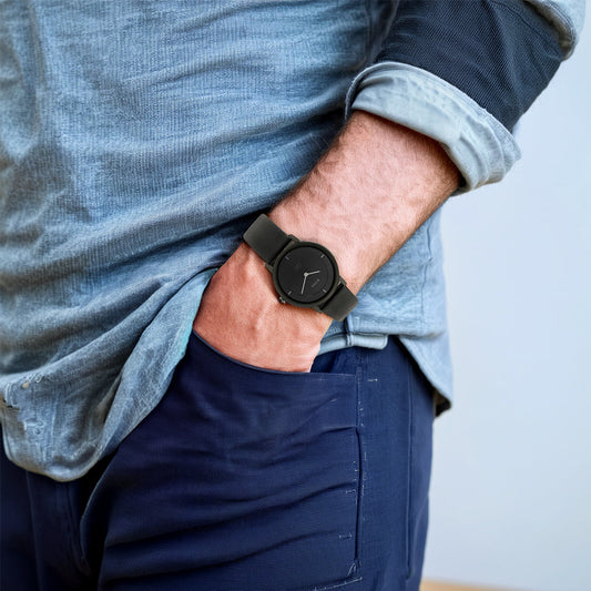 Titan Edge Black Dial Quartz Leather Strap Watch for Men