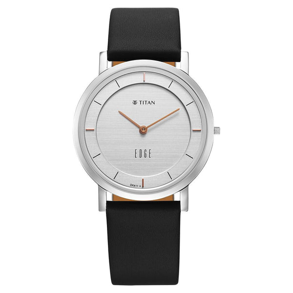 Titan Edge Quartz Analog White Dial Blue Leather Strap Watch For Men