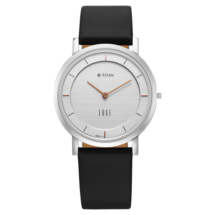 Titan Edge Quartz Analog White Dial Blue Leather Strap Watch For Men