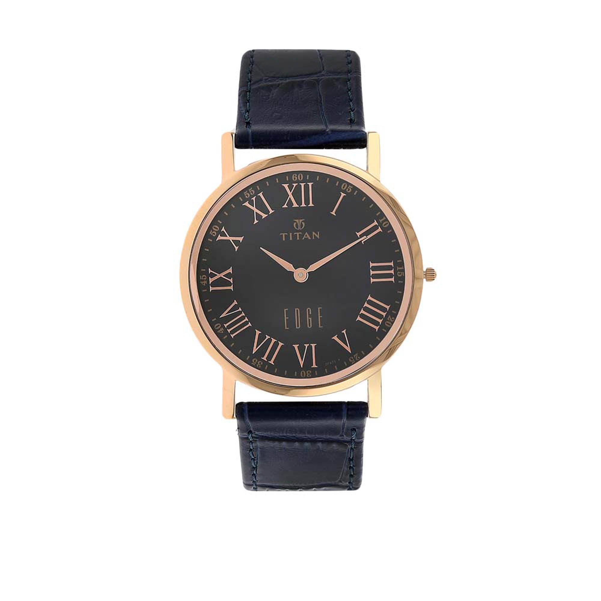 Titan Edge Black Dial Analog Leather Strap Watch for Men
