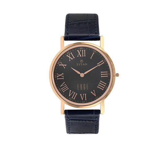 Titan Edge Black Dial Analog Leather Strap Watch for Men