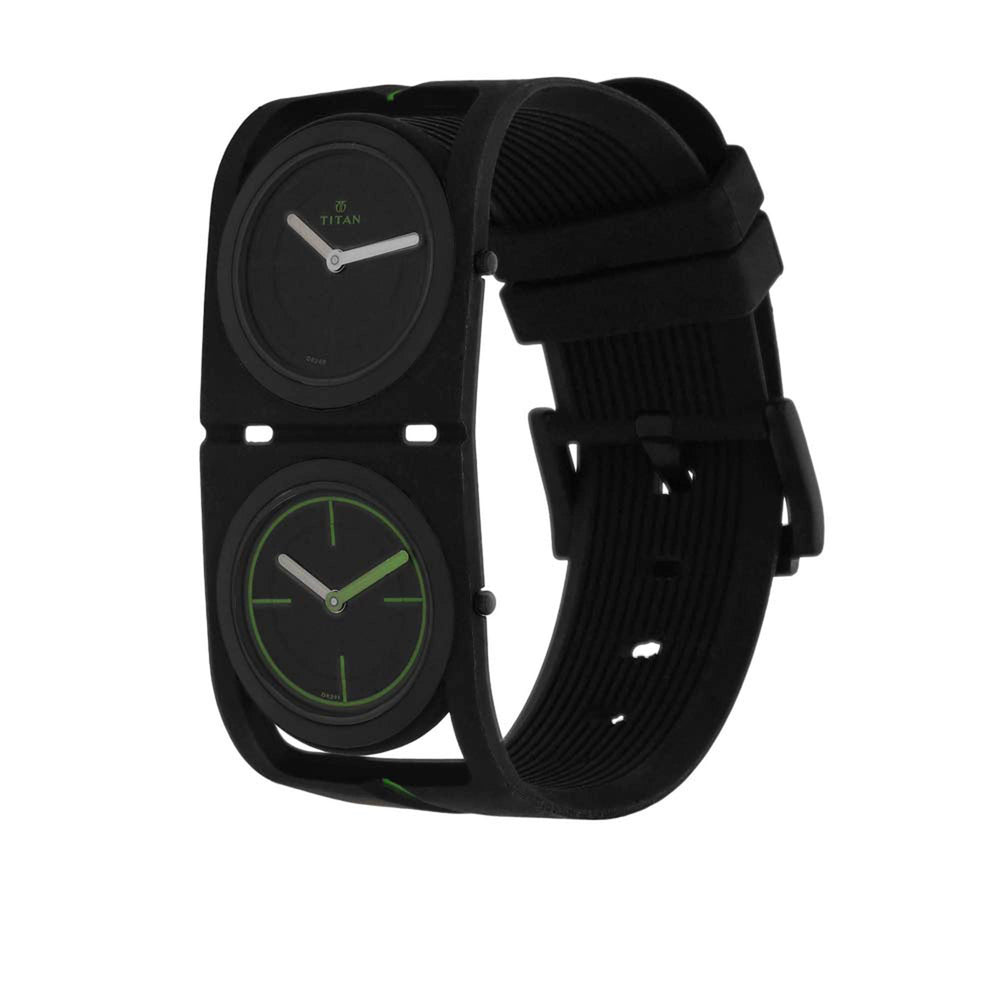 Titan Quartz Analog Black Dial Silicone Strap Watch for Men