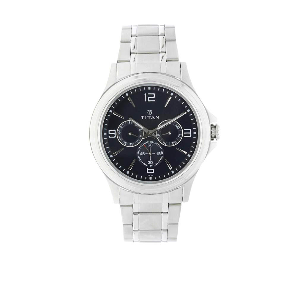 Titan Blue Dial Quartz Multifunction Stainless Steel Strap watch for Men