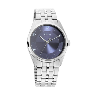 Titan Quartz Analog Blue Dial Metal Strap Watch for Men