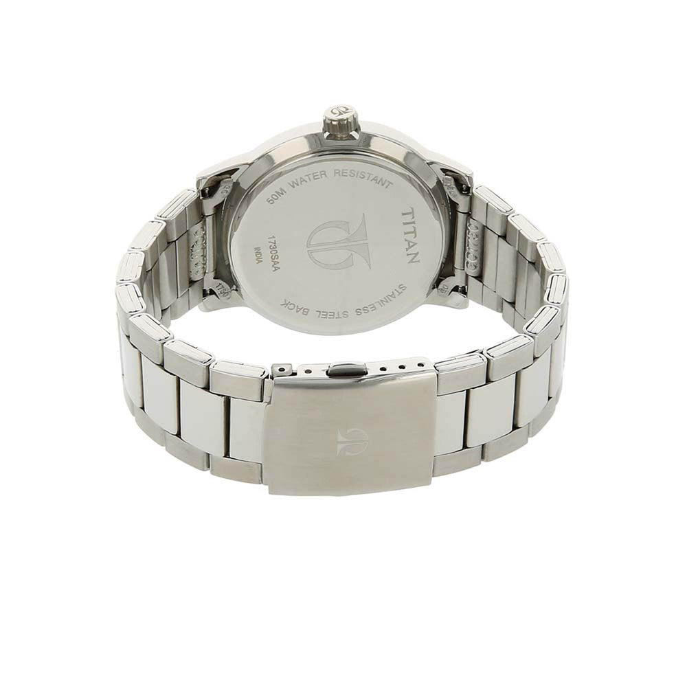 Titan Men's Urban Refinement: Sleek Blue Dial with Silver Stainless Steel Strap Watch
