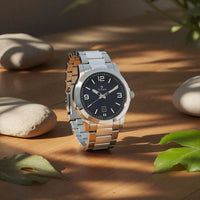 Titan Men's Urban Refinement: Sleek Blue Dial with Silver Stainless Steel Strap Watch