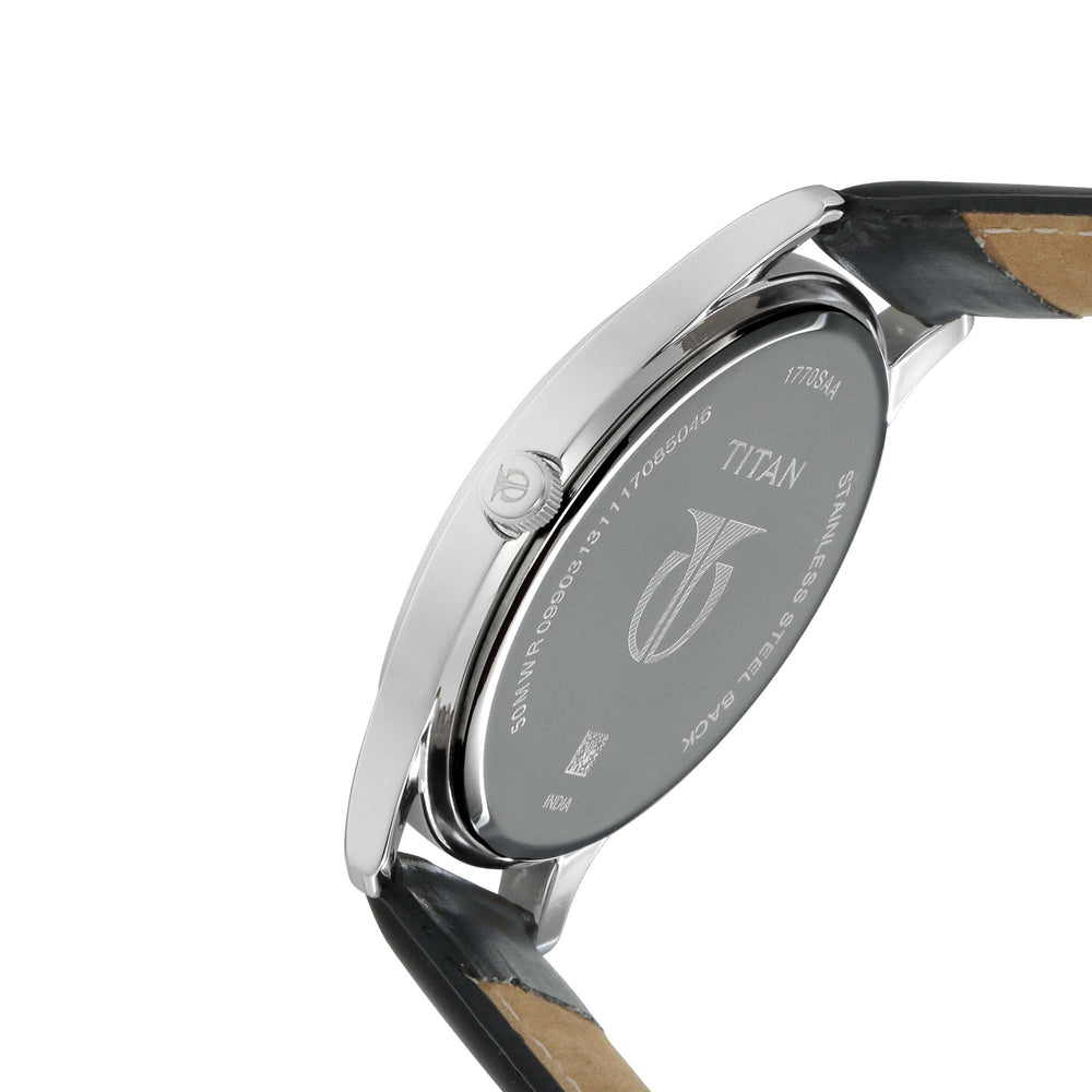 Titan Workwear Black Dial Analog with Date Leather Strap watch for Men