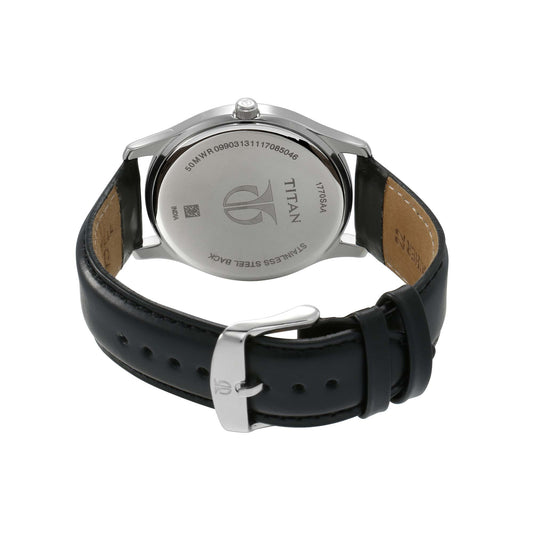 Titan Workwear Black Dial Analog with Date Leather Strap watch for Men