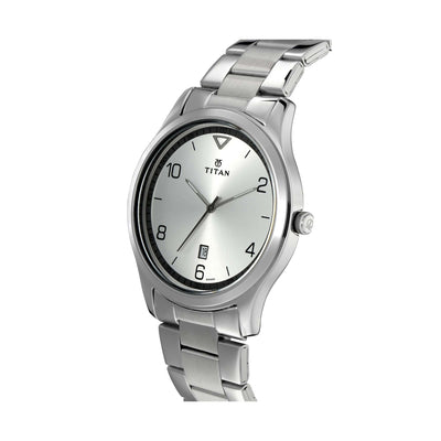 Titan Workwear White Dial Analog with Date Stainless Steel Strap watch for Men