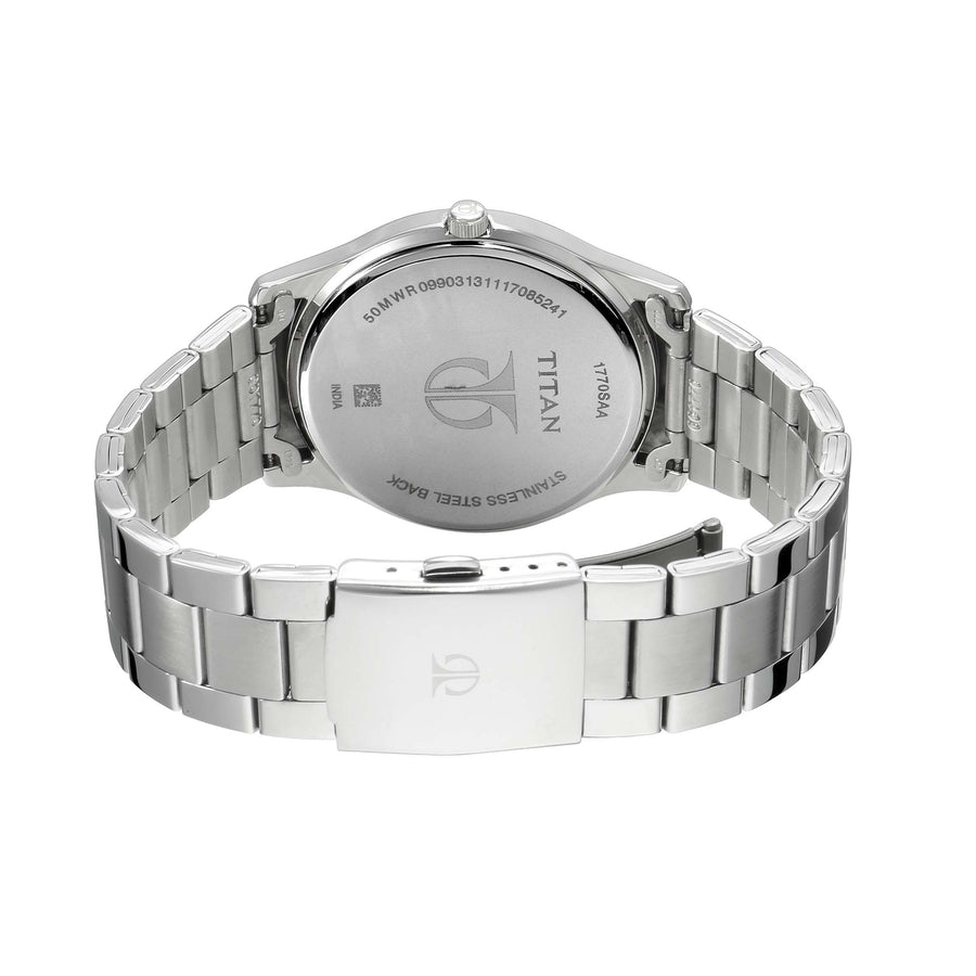 Titan Workwear White Dial Analog with Date Stainless Steel Strap watch for Men
