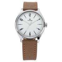 Workwear Watch with Silver Dial & Tan Leather Strap