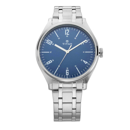 Titan Men's Minimalist Zen Watch: Sleek Metal Strap with Contrast Hands