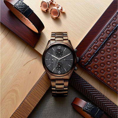 Titan Neo SplashBlack Dial Multi Stainless Steel Strap watch for Men