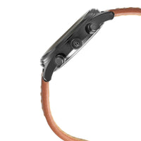 Workwear Watch with Black Dial & Brown Leather Strap