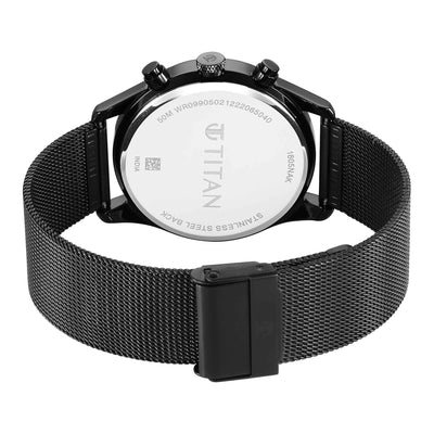 Titan Neo Black & Gold Quartz Analog with Day and Date Black Dial Stainless Steel Strap Watch for Men