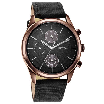 Neo Splash Black Dial Fabric Strap Watch