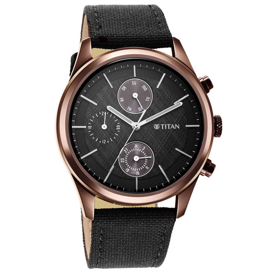 Neo Splash Black Dial Fabric Strap Watch