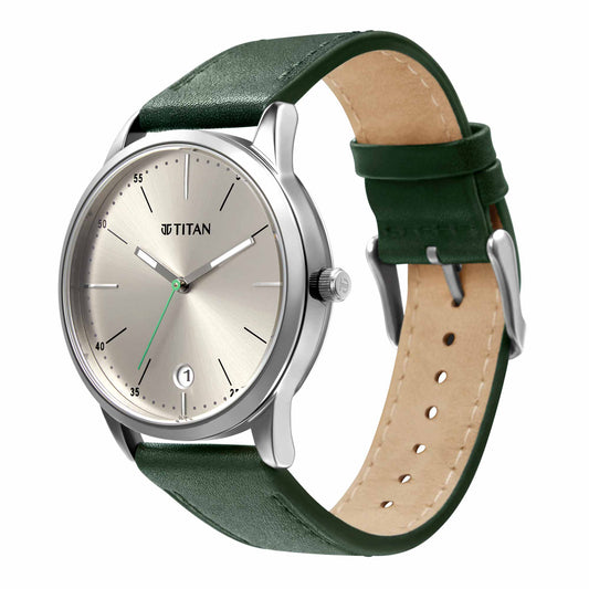Titan Quartz Analog Leather Strap Watch for Men 1806SL07